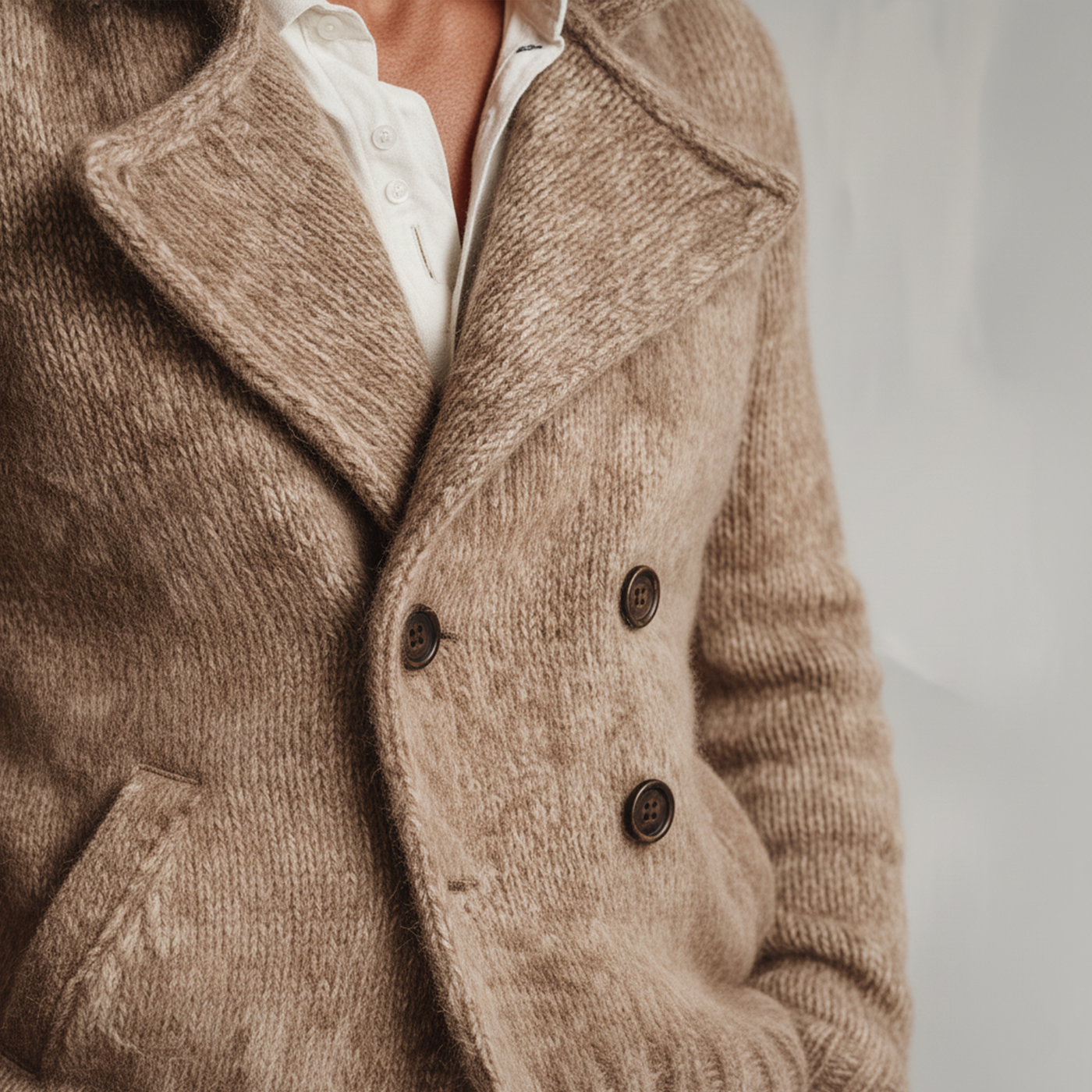 Men's Classic Retro gh Style Doble-breasted Lapelnitted Cardigan