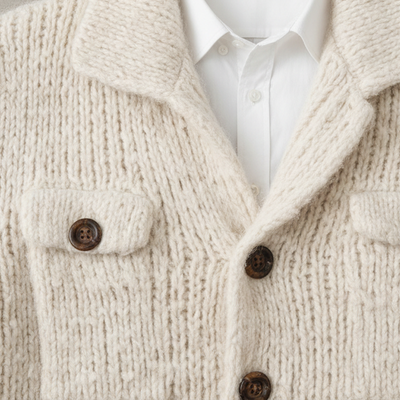 Men's Classic Solid Color Stand Collar Btn Cardigan