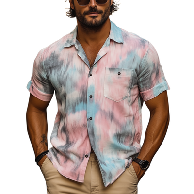 Theo | Men'S Summer Fashion Rendering Print Short Sleeve Shirt