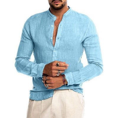 Julian® | Long-Sleeved, Loose Men'S Shirt With Stand-Up Collar Made Of Linen