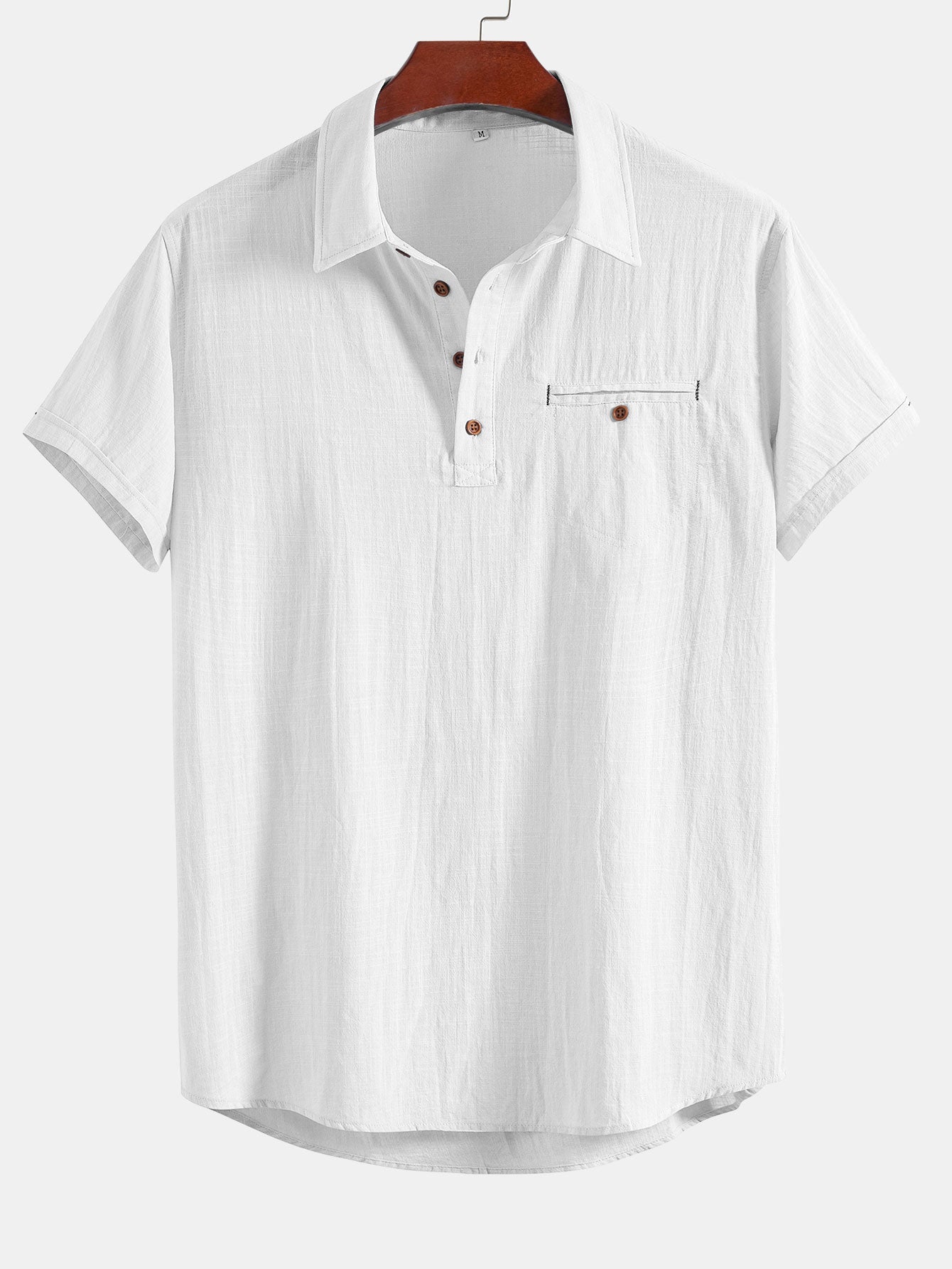 Aristides® | Short Sleeve Linen Look Polo Collar Shirt