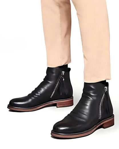 Angel® | Leather Ankle Boots With Zipper On The Side