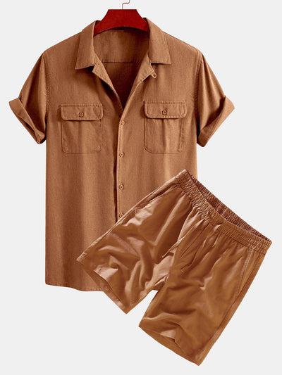 Eloy® | Linen Cuban Shirt With Pockets & Linen Drawstring Shorts
