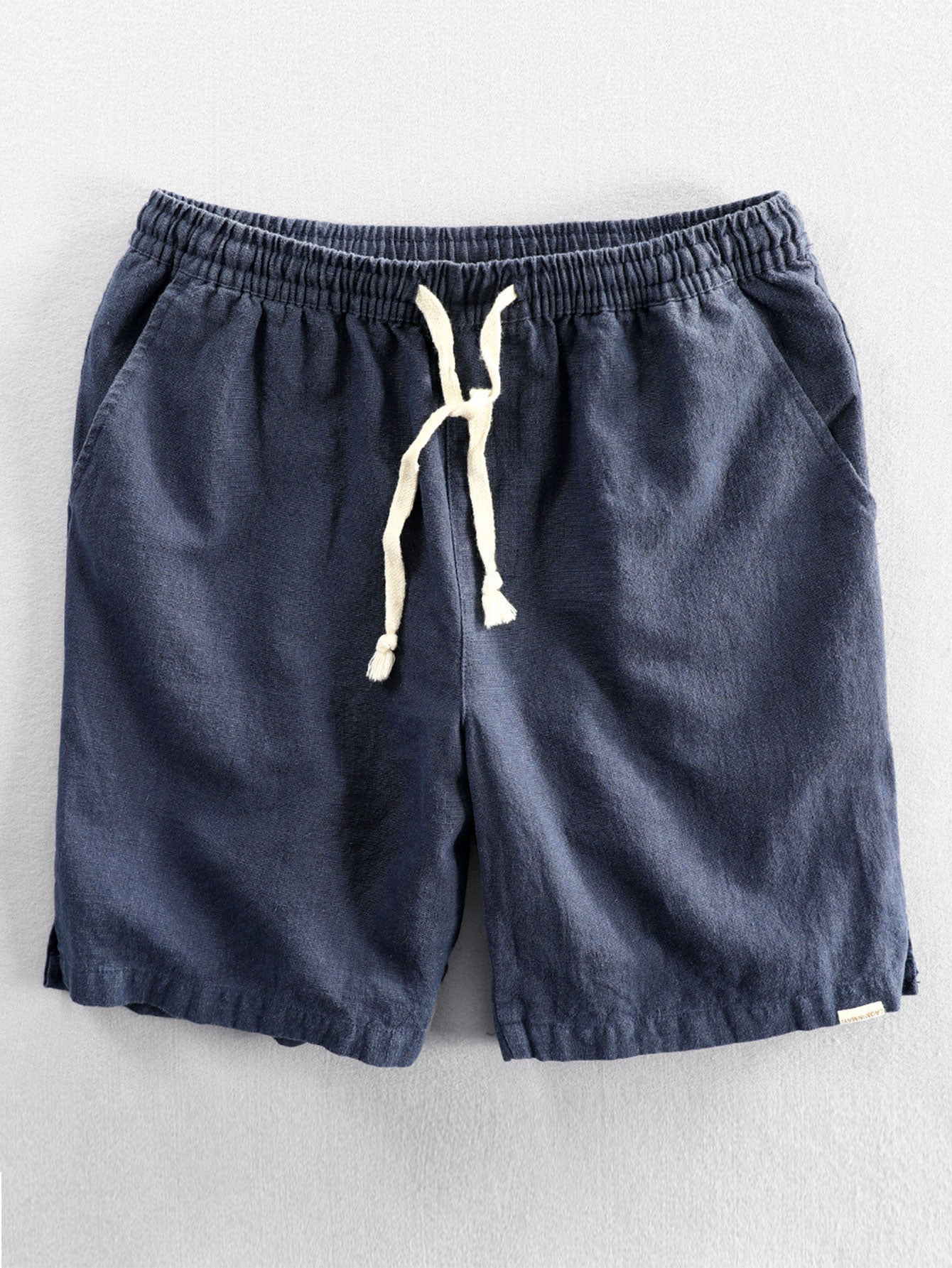 Ahab® | Linen And Rayon Blend Stand Collar Shirt & Linen Cotton Blend Drawstring Shorts