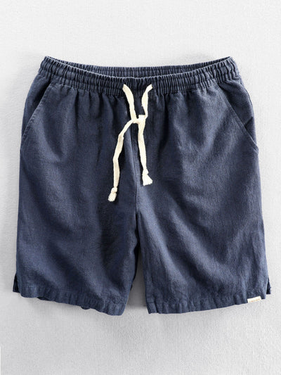 Ahab® | Linen And Rayon Blend Stand Collar Shirt & Linen Cotton Blend Drawstring Shorts