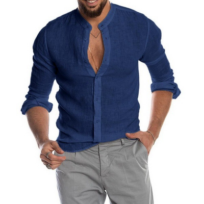 Macario® | Elegant Linen Shirt Without Collar