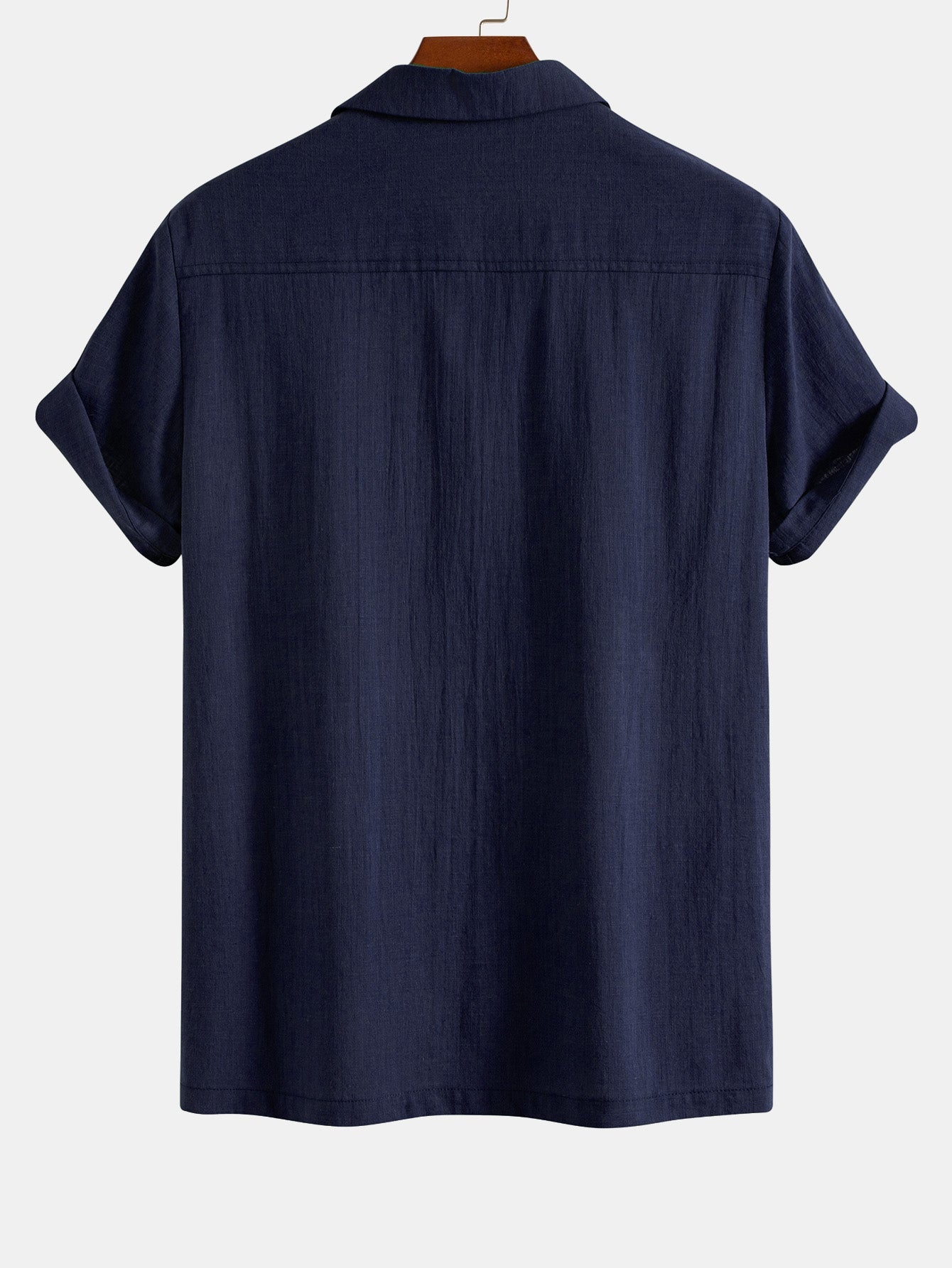 Laureano® | Geometric Rhombus Print Linen Look Patchwork Bowling Shirt