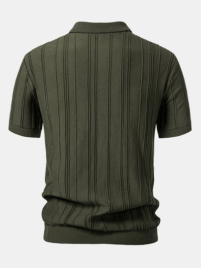 Hunter | Stripe Jacquard Zipper Knit Polo Shirt