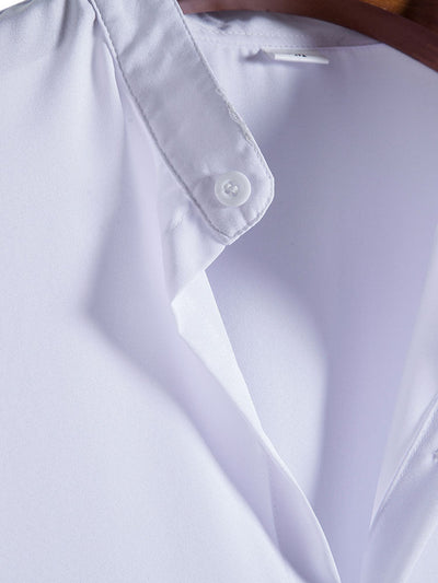 Alek® | Palm Tree Print Stand Collar Shirt