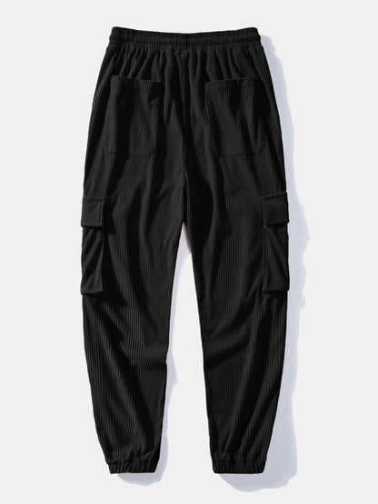Arturo® | Waffle Button Up Shirt & Drawstring Corduroy Cargo Jogger Pants