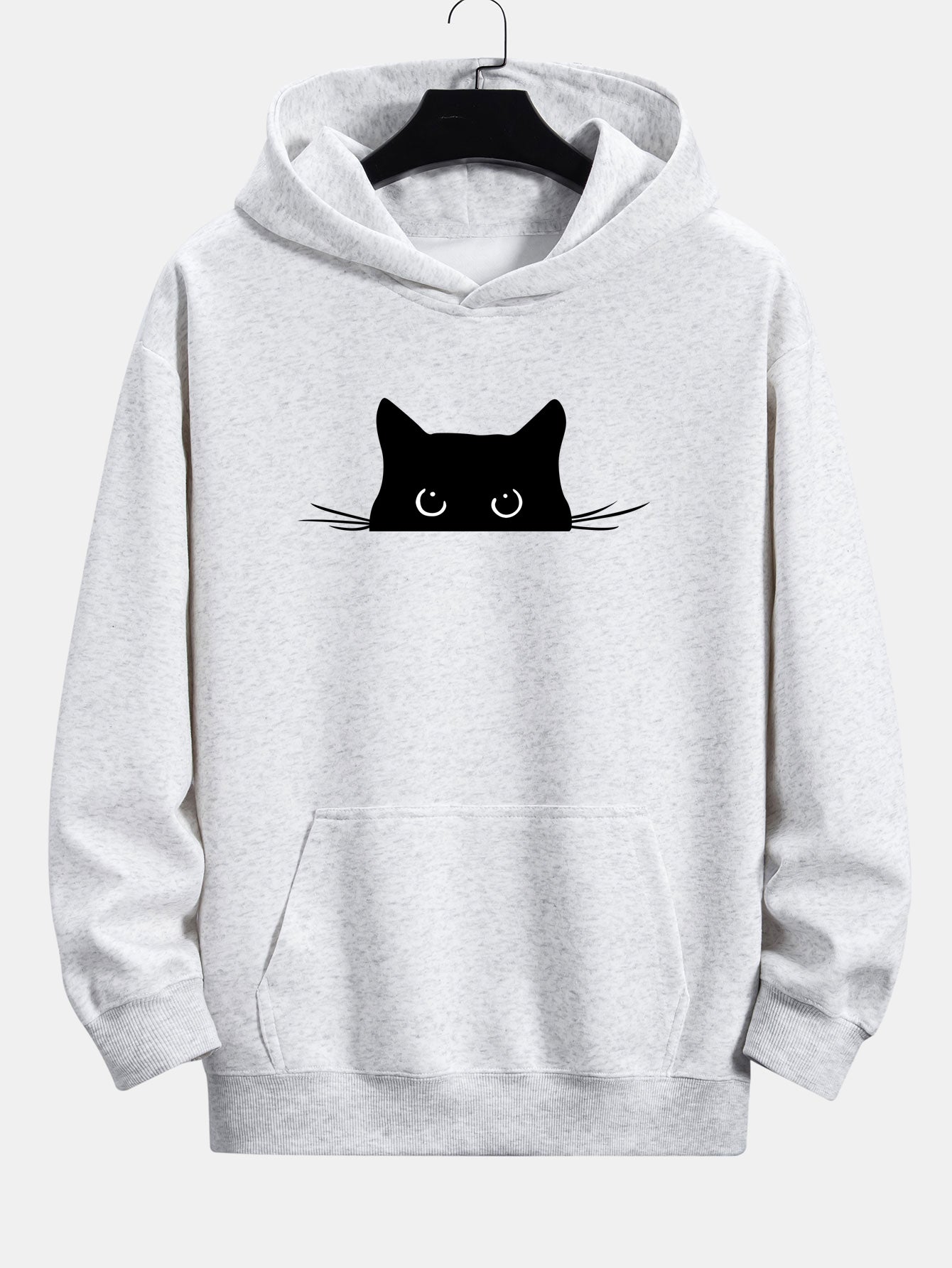 Fausto® | Black Cat Print Relax Fit Hoodie