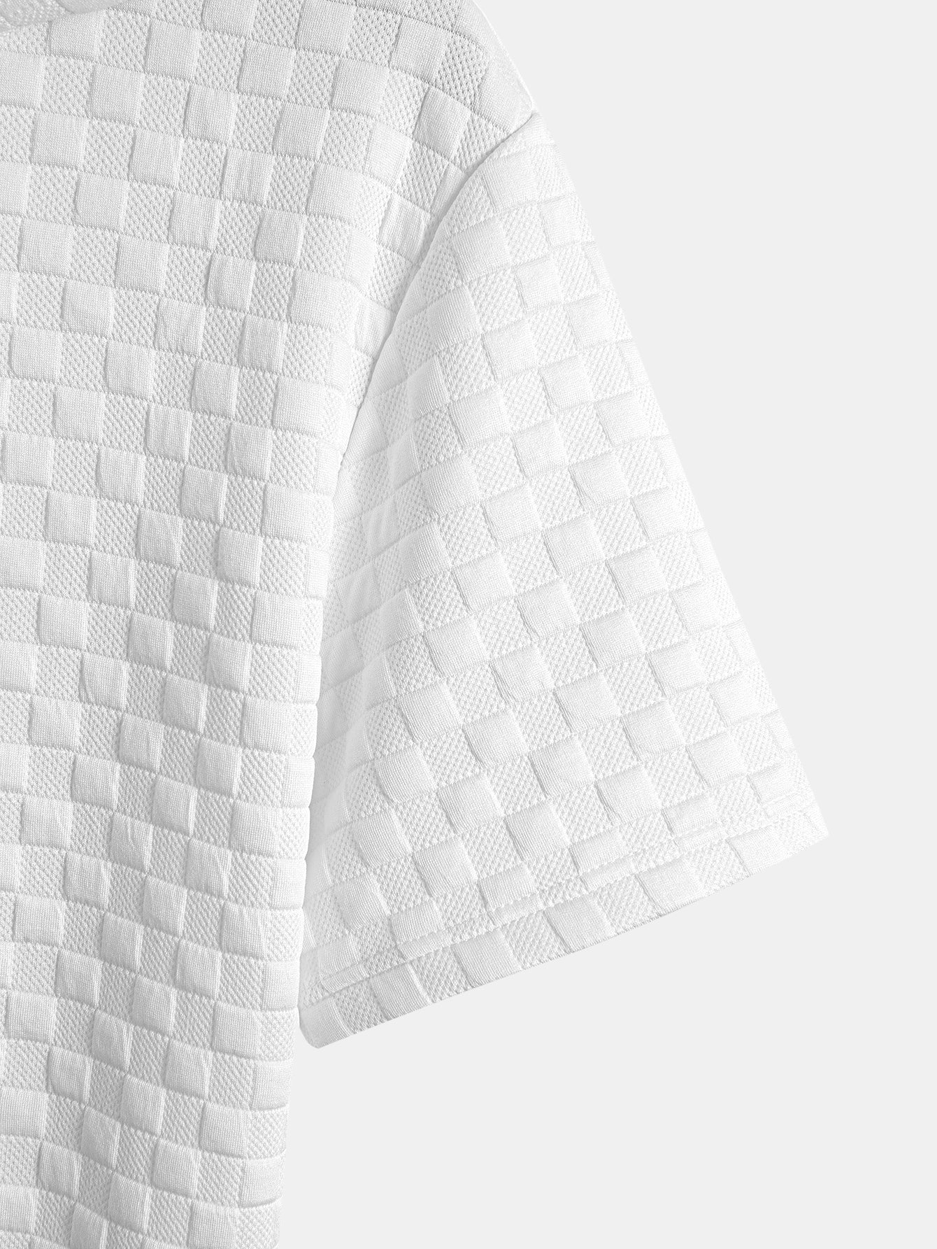 Jacobo® | Checkerboard Jacquard Arc Hem Hooded T-Shirt