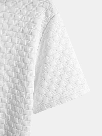 Eustaquio® | Checkerboard Jacquard Arc Hem Hooded T-Shirt