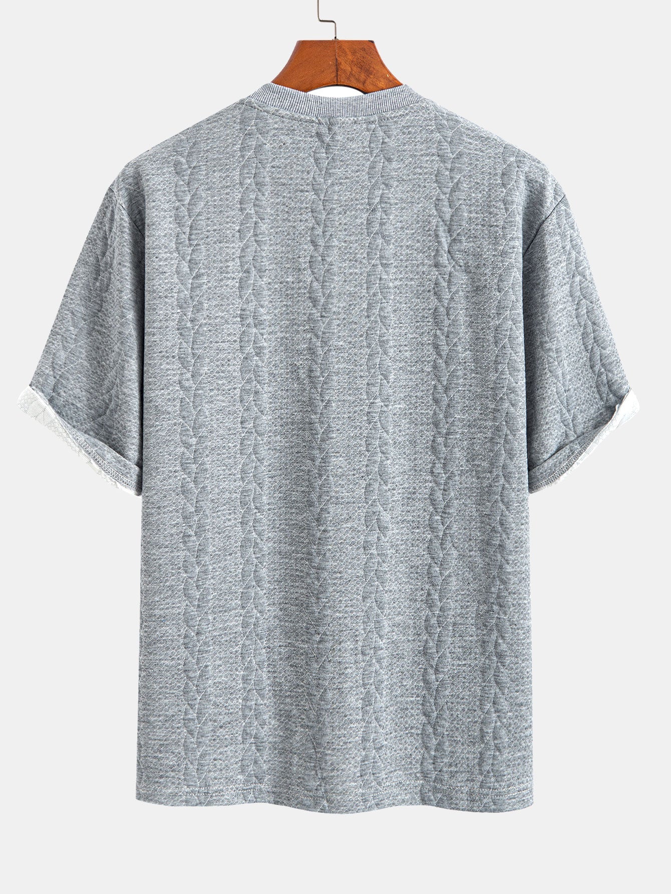 Cyrus® | Relax Fit Mid-Length Sleeve Twist Jacquard T-Shirt & Shorts