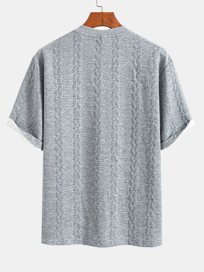 Cyrus® | Relax Fit Mid-Length Sleeve Twist Jacquard T-Shirt & Shorts