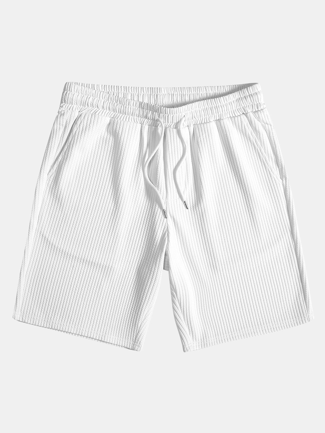 Arnaldo® | Muscle Fit Ribbed Deep Cuban Shirt & Drawstring Ribbed Shorts