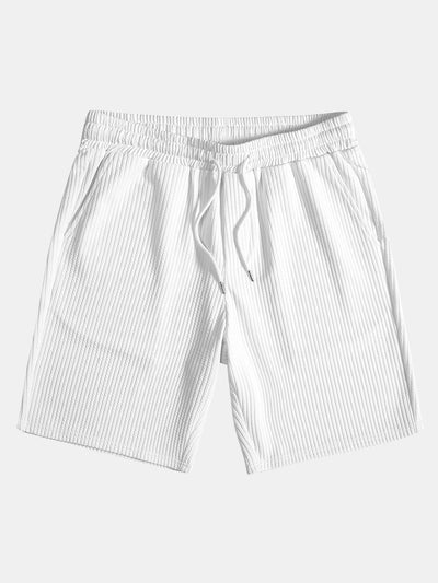 Arnaldo® | Muscle Fit Ribbed Deep Cuban Shirt & Drawstring Ribbed Shorts