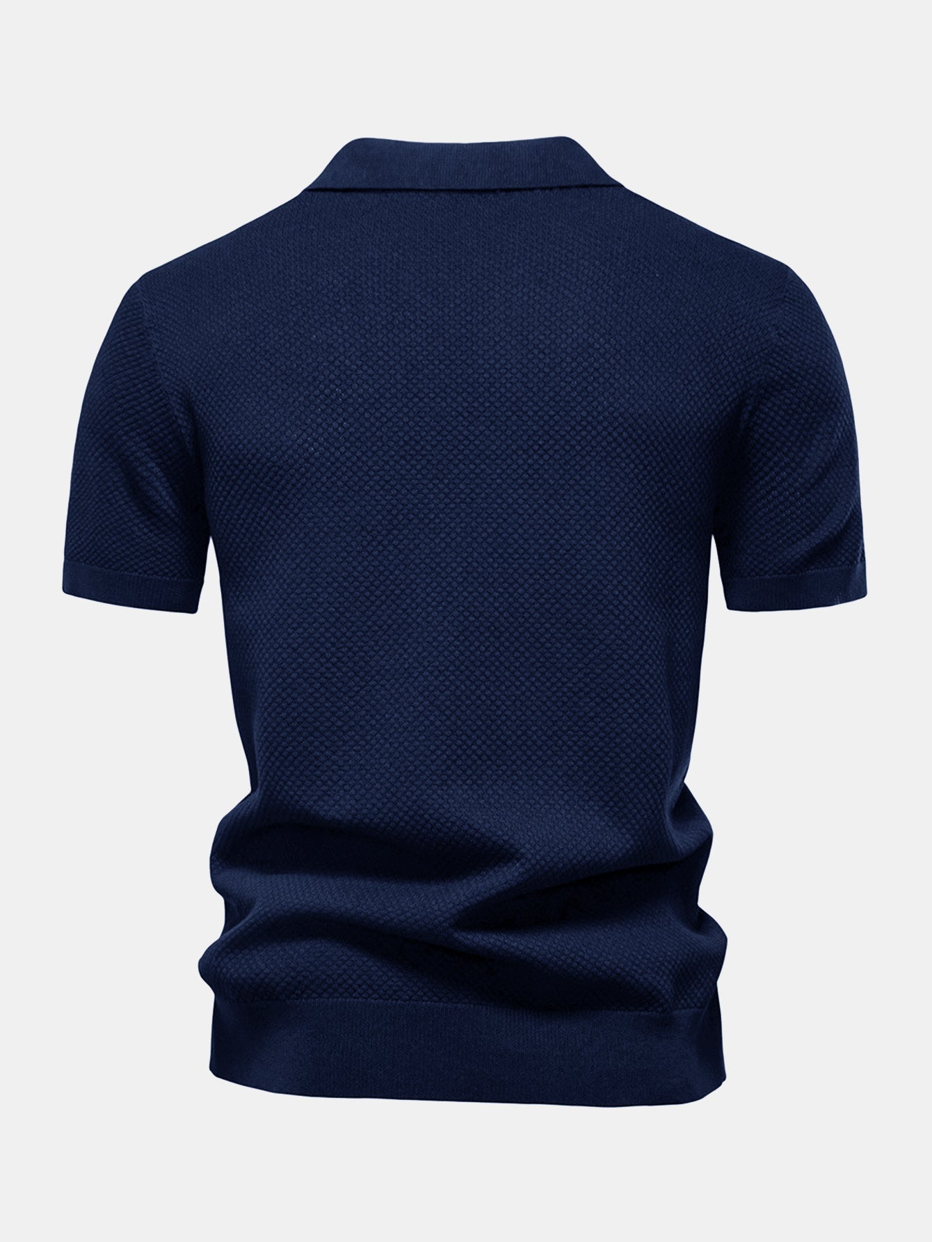 Jayden | Pineapple Texture Knit V Neck Polo Shirt