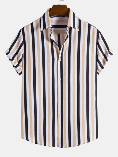 Astrophel® | Man Striped Print Button Up Shirt