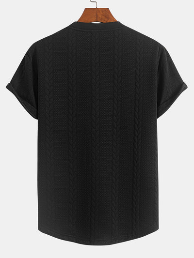 Aarón® | Twist Jacquard Arc Hem T-Shirt & Twist Jacquard Shorts