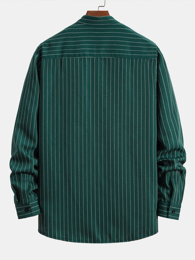 Althaea® | Long Sleeve Stand Collar Striped Shirt