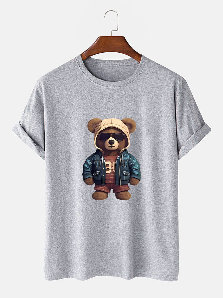 Agustín® | Bear In Leather Jacket Print T-Shirt