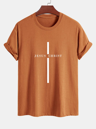 Odón® | Jesus Christ Stripe Print Cotton T-Shirt