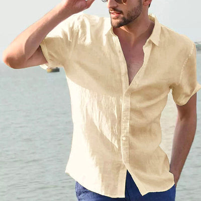Kadar® | Men'S Solid Color Short-Sleeved Shirt With Lapels