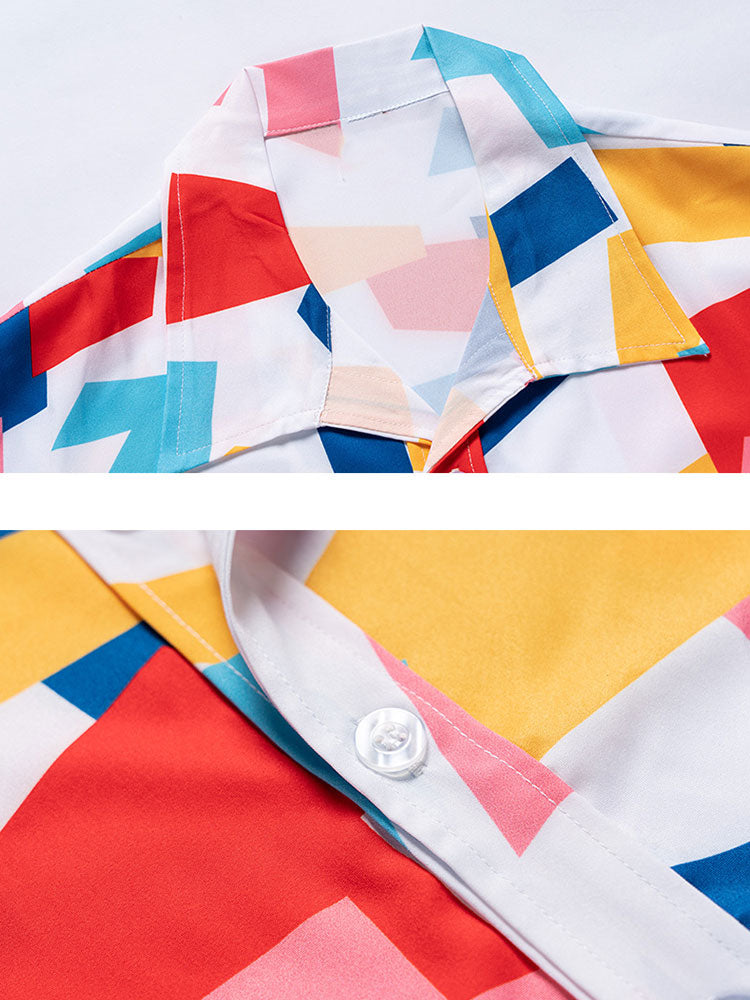 Artemi® | Geometry Print Button Up Shirt