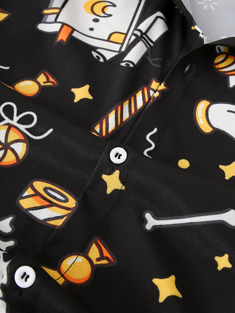 Andres® | Halloween Ghost Skull Print Shirt