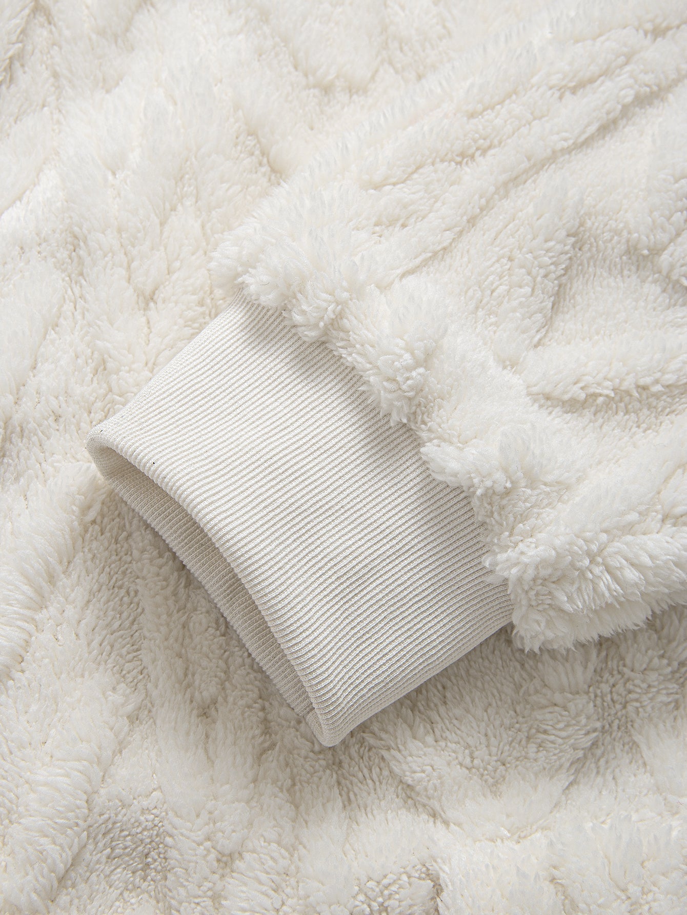 Jonas | Geometric Jacquard Zip Up Teddy Hoodie