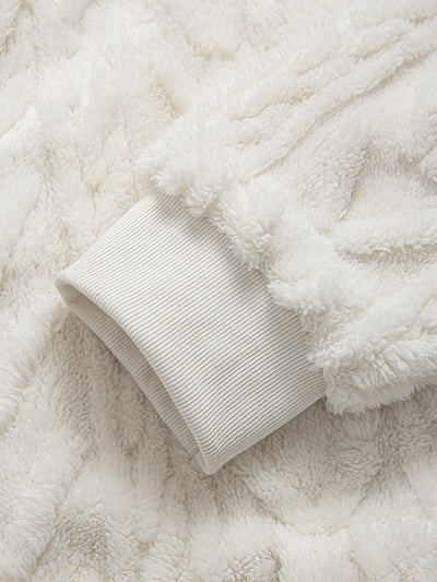 Jonas | Geometric Jacquard Zip Up Teddy Hoodie