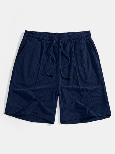 Edilberto® | Striped Towelling Texture Arc Hem T-Shirt & Shorts