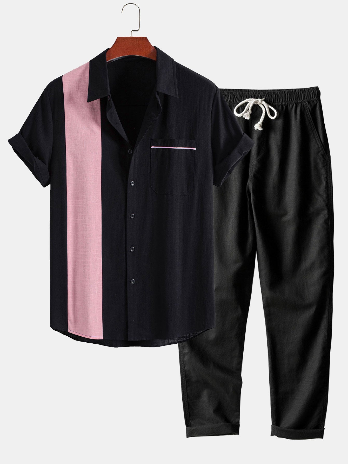 Jonás® | Linen Look Contrast Button Up Shirt & Straight Leg Linen Pants