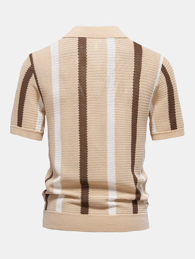 Jordan | Stripe Knit V Neck Polo Shirt