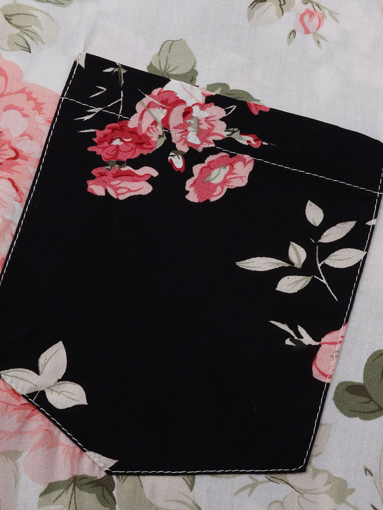 Tobias® | Two Tone Floral Print Shirt