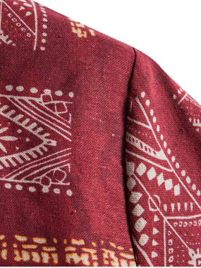 Maxwell® | Tribal Geometric Print Henry Collar Shirt