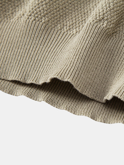 Julian | Textured Zip Up Knit Polo Shirt