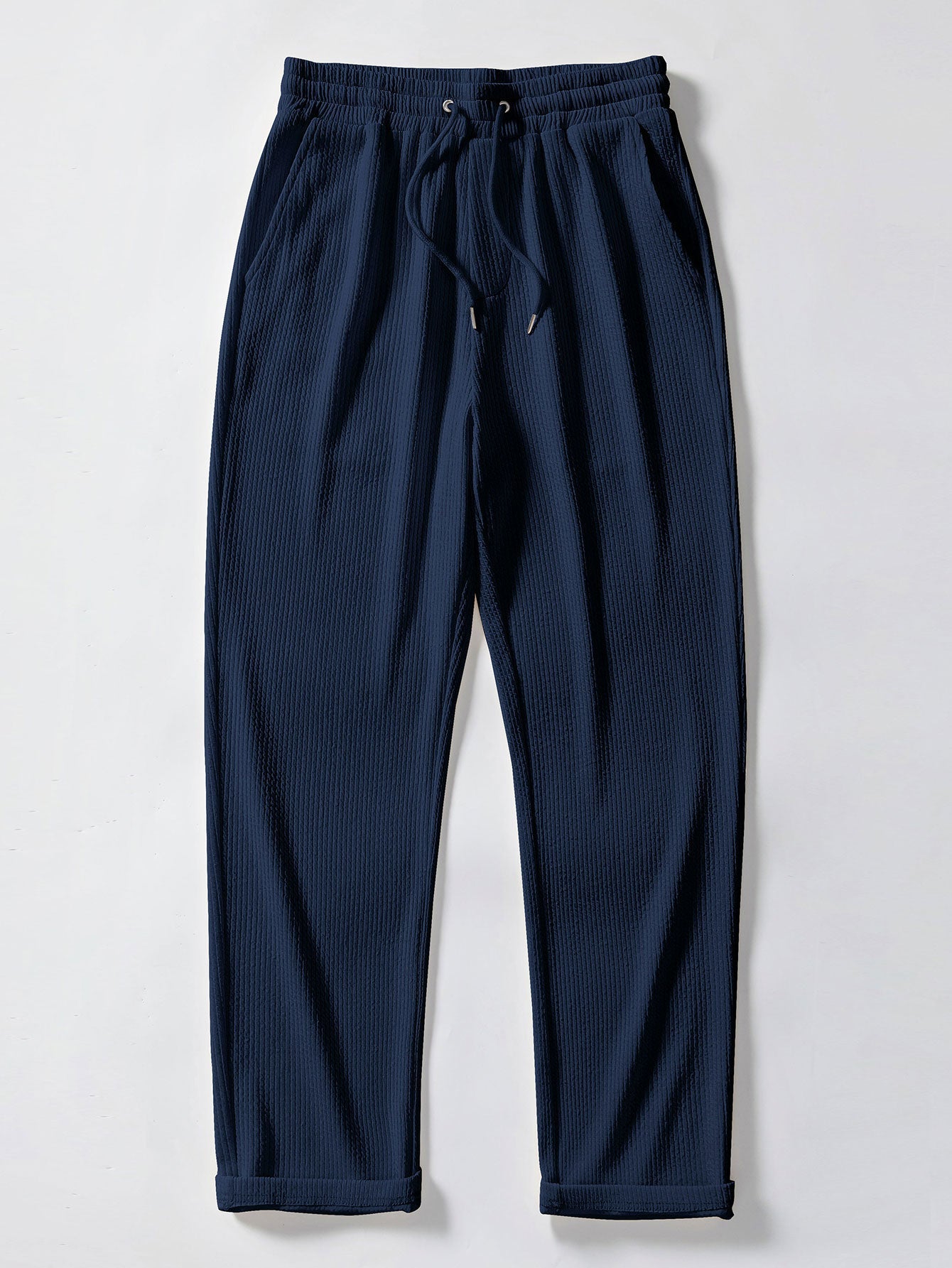 Truman® | Two Tone Muscle Fit Ribbed Stand Collar Shirt & Straight Leg Ribbed Pants