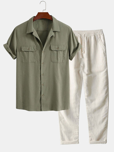Cuno® | Linen Cuban Shirt With Pockets & Straight Leg Linen Pants