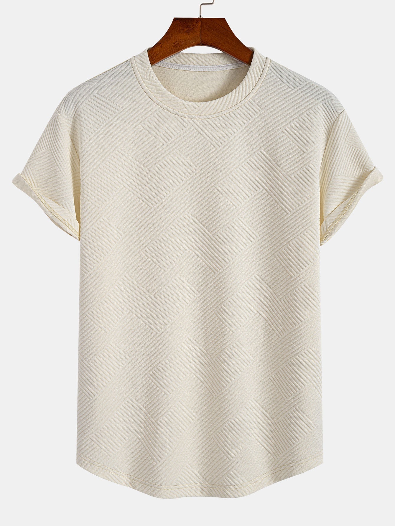 Zacarías® | Short Sleeve Stripe Jacquard Arc Hem T-Shirt