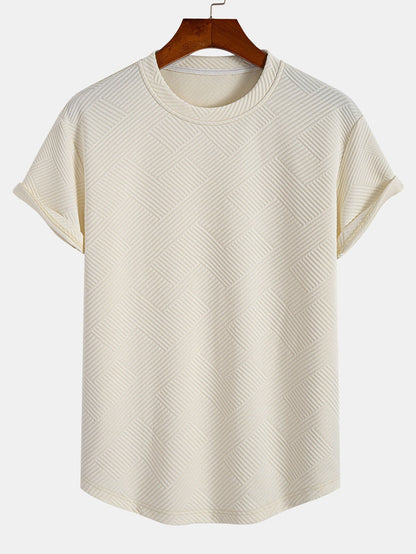 Zacarías® | Short Sleeve Stripe Jacquard Arc Hem T-Shirt