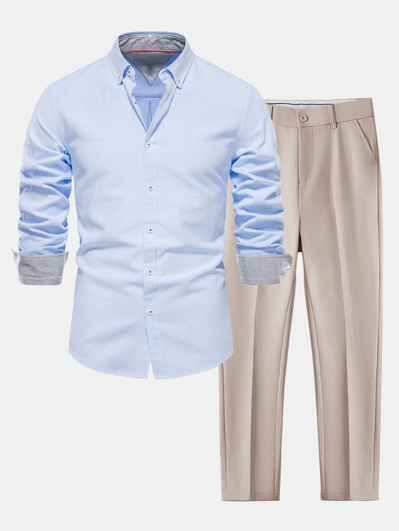 Fortunato® | Long Sleeve Button Up Oxford Shirt & Slim Fit Tapered Trousers