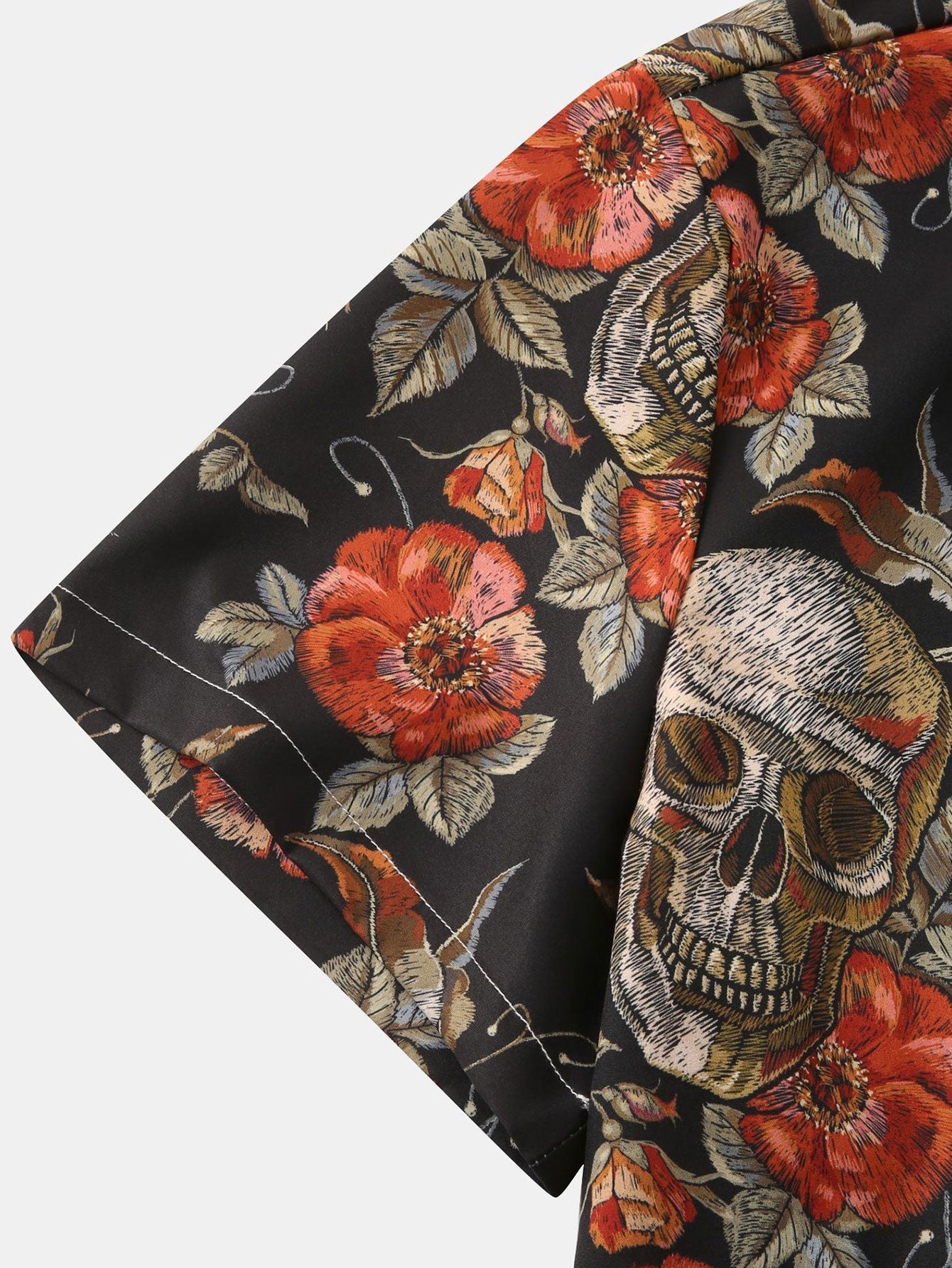 Alain® | Rose Skull Print Button Up Shirt