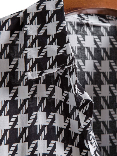Yago® | Black And White Geometric Print Shirt