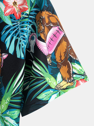 Knox® | Tropical Flamingo Bigfoot Print Button Up Shirt