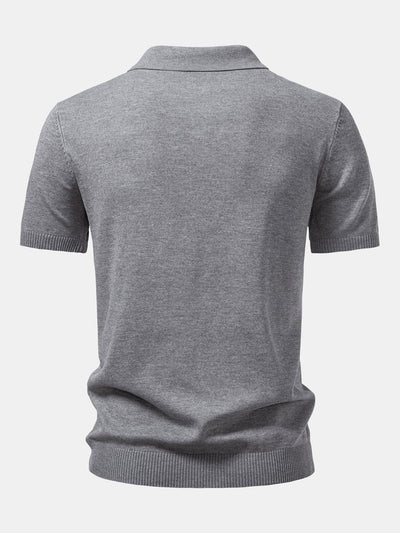 Elijah | Twist Jacquard Knitted Zipper Polo Shirt