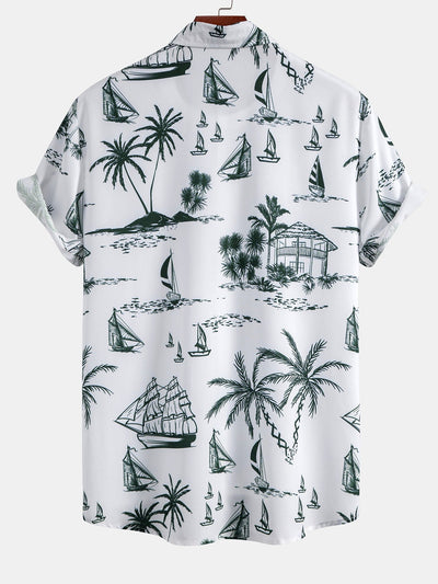 Theo® | Island Sailing Print Button Up Shirt