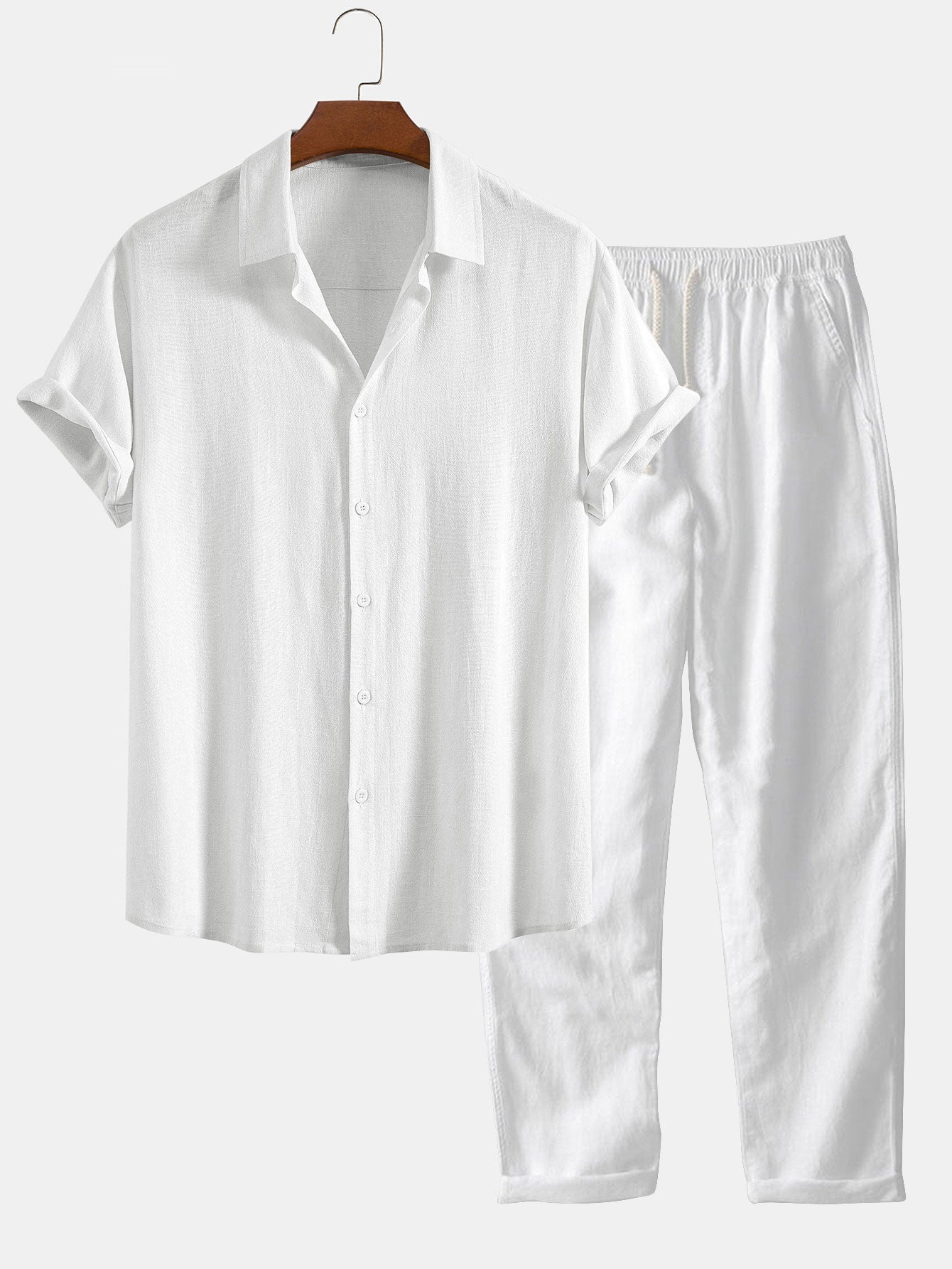 Dustin® | Linen Rayon Blend Shirt With Buttons & Straight Leg Linen Trousers