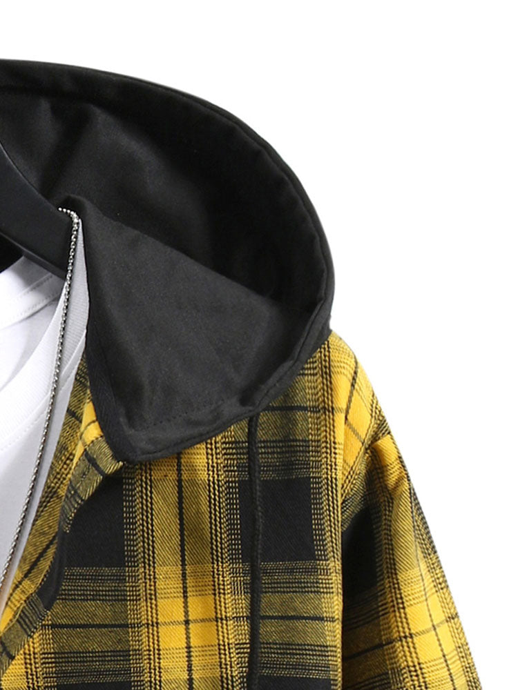 Armani® | Plaid Button Front Hooded Shirt
